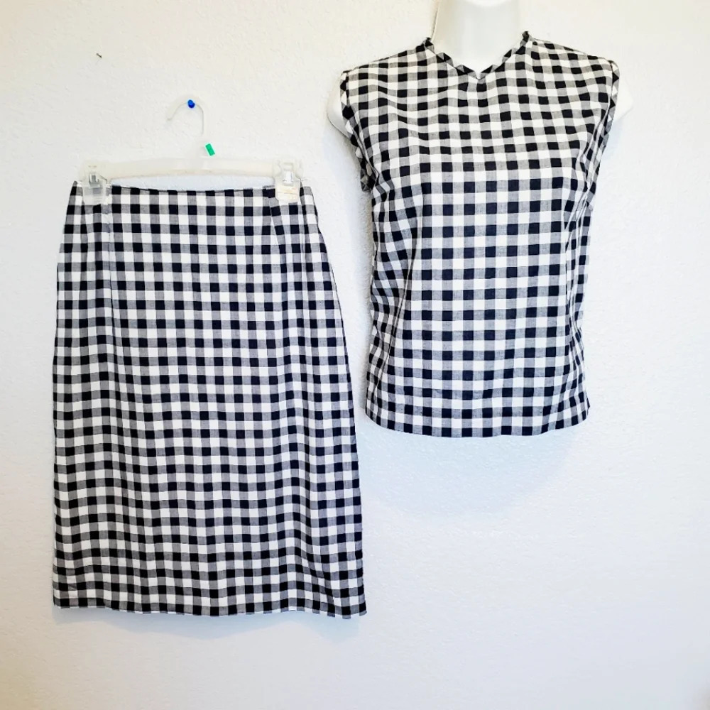 Black and White Checkered Skirt Set